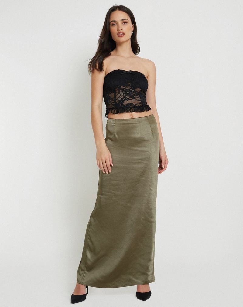 Motel Rocks Layla Maxi Women's Skirts Dark Green | AWY5676DA