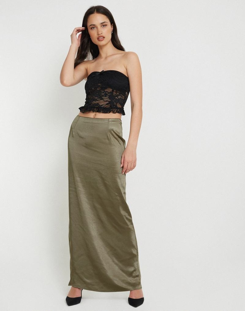 Motel Rocks Layla Maxi Women's Skirts Dark Green | AWY5676DA