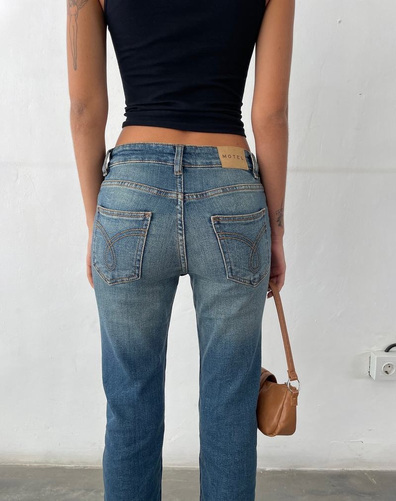 Motel Rocks Low Rise Bootleg Women's Jeans Blue | WQK6876ZZ