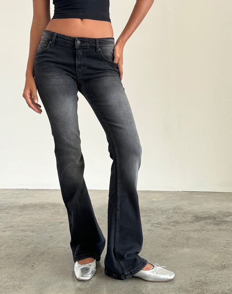 Motel Rocks Low Rise Flared Women's Jeans Black | ELV3247TG