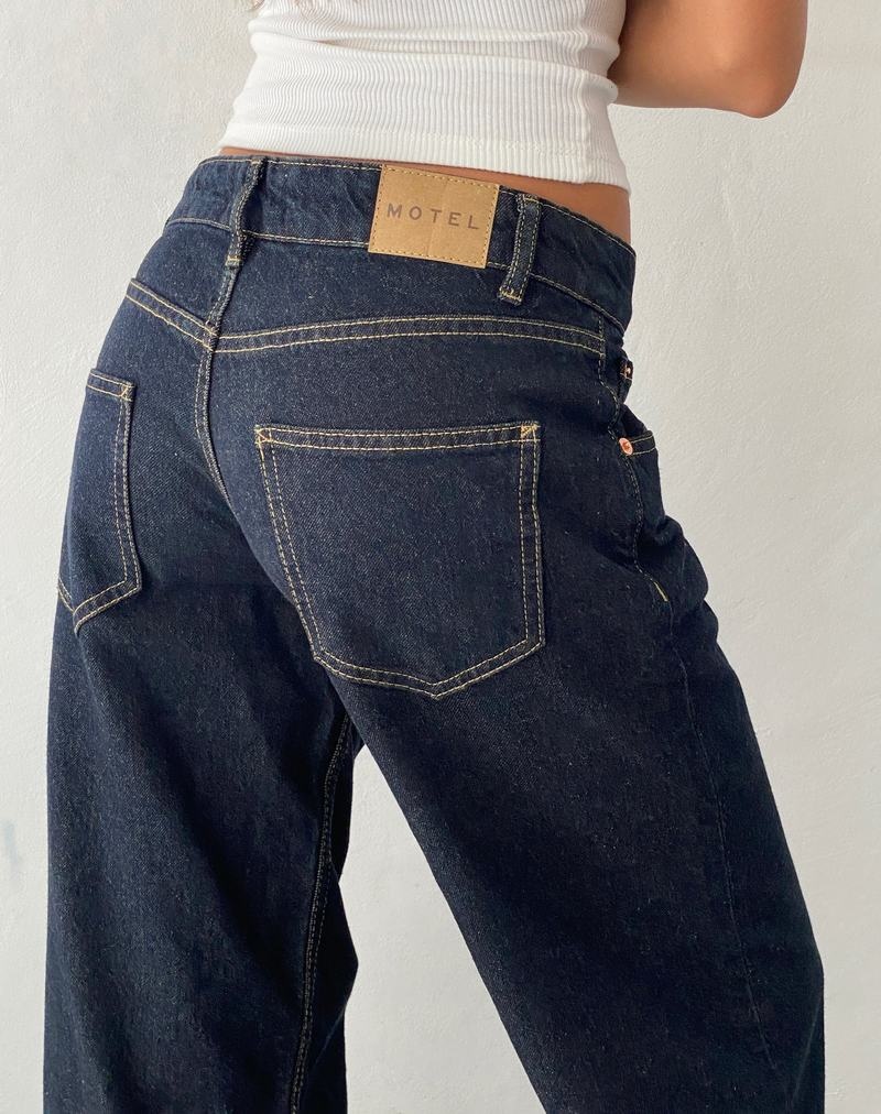 Motel Rocks Low Rise Parallel Women's Jeans Dark Blue | MOT1685SO