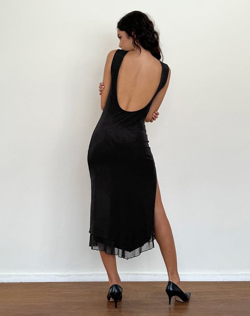 Motel Rocks Lyra Backless Women's Midi Dress Black | KIL3330EE