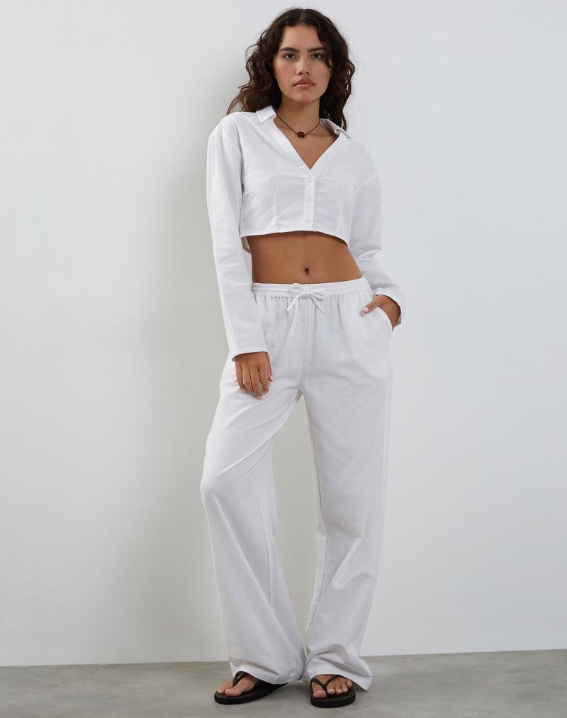 Motel Rocks Lyse Super Cropped Shirt Women's Cropped Tops White | RVY581FA