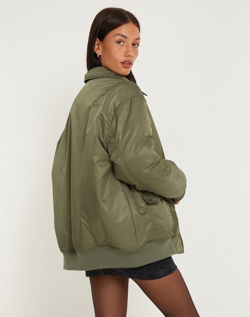 Motel Rocks Manik Women's Jackets Khaki Green | NPC7140YP