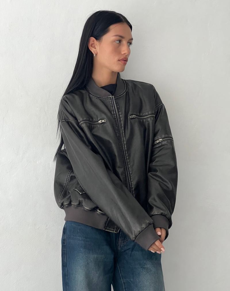 Motel Rocks Marco Distressed Women's Bomber Jackets Black | KMA9868RO