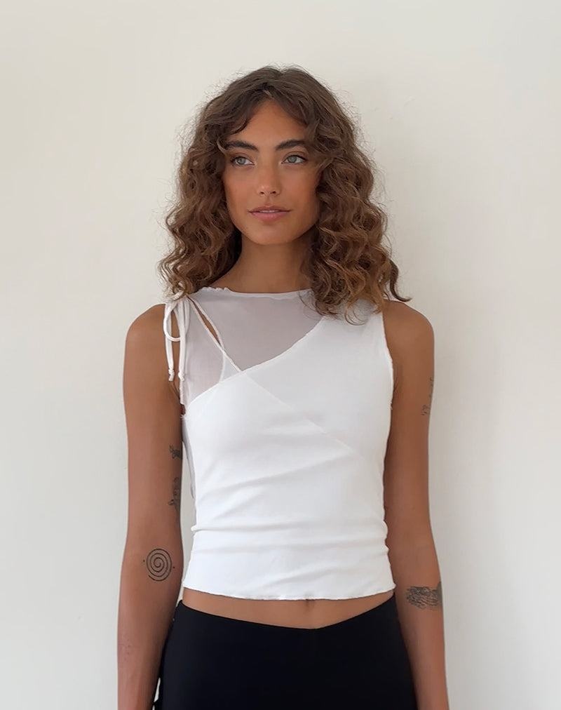 Motel Rocks Moni Top Women's Vest White | WLR6133LD