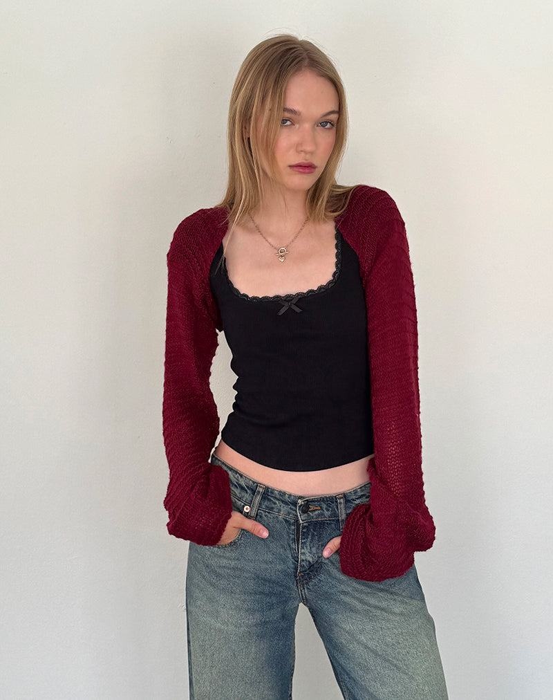 Motel Rocks Nobila Knitted Shrug Women's Jumpers Red | BEE8585PA