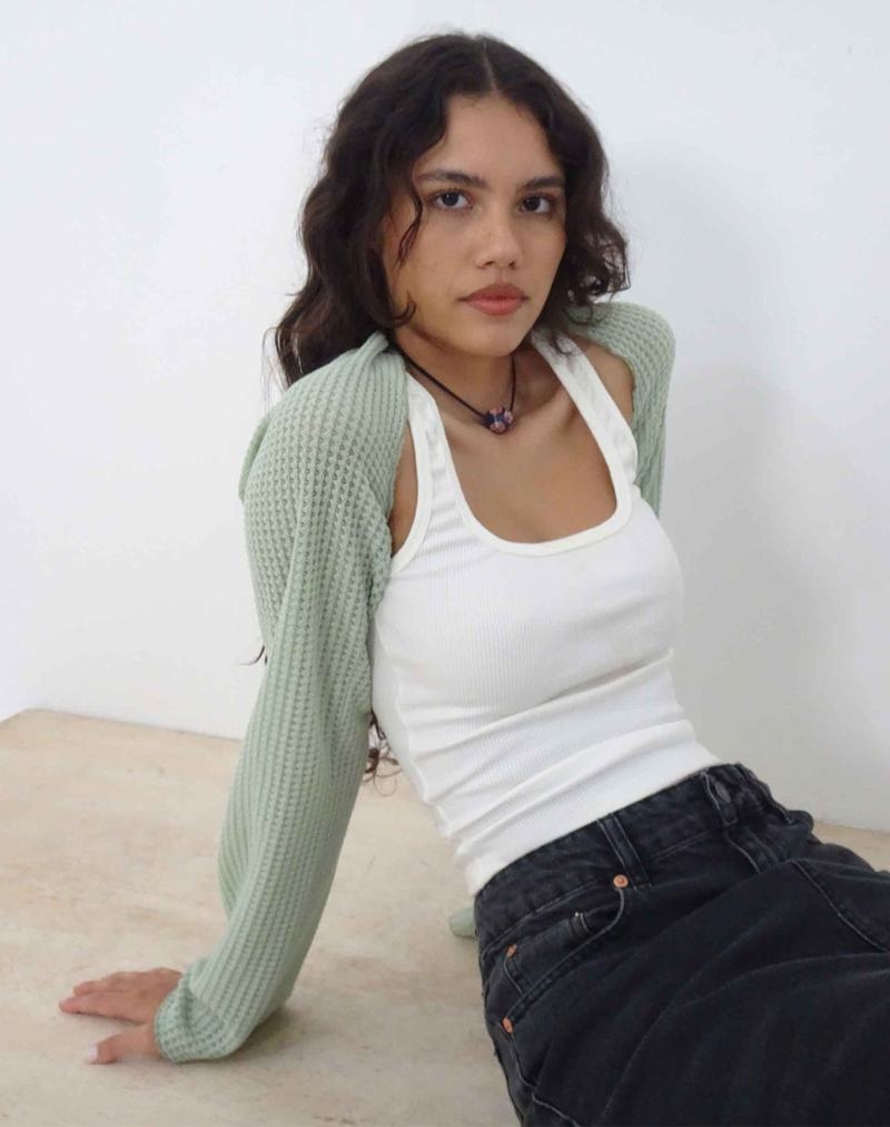 Motel Rocks Nobila Shrug Women's Cropped Tops Green | ZJI1896CI