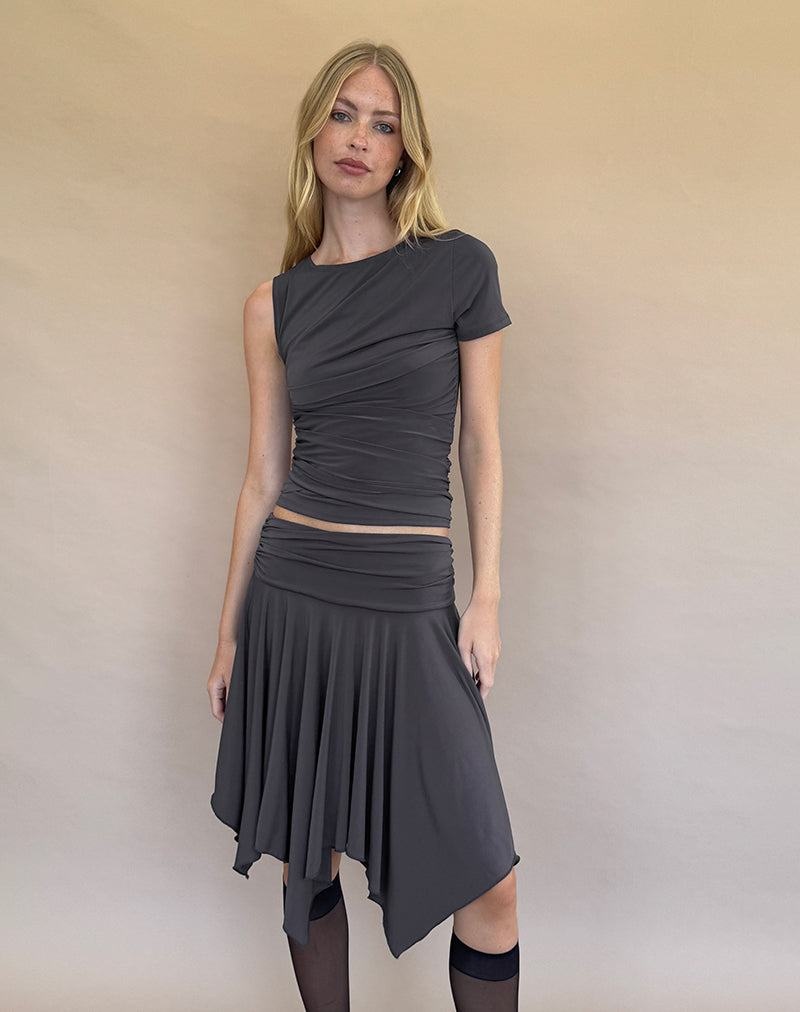 Motel Rocks Norali Waterfall Midi Women's Skirts Grey | VIE842QB