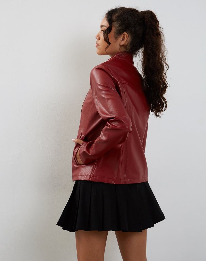 Motel Rocks Olivia Women's Leather Jackets Red | XVM5646RD