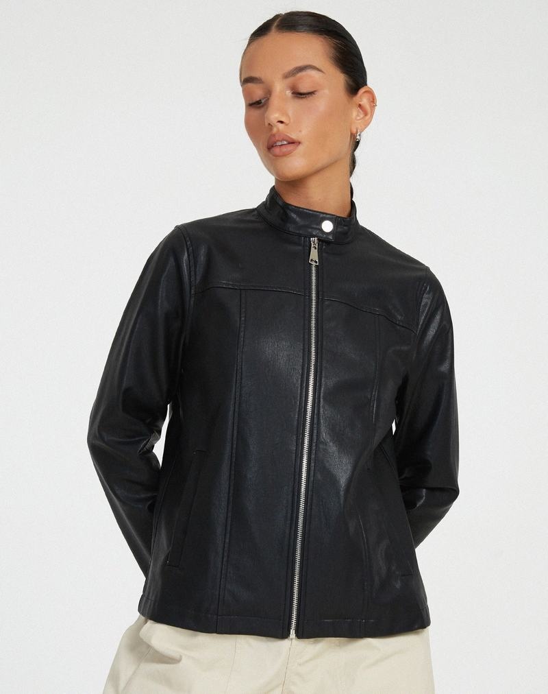 Motel Rocks Olivia Women's Leather Jackets Black | XGS4252CP