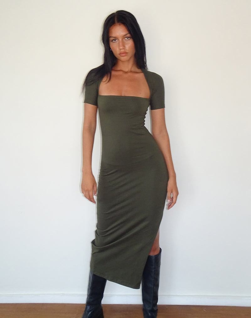 Motel Rocks Quala Women's Midi Dress Green | JWT7412RU