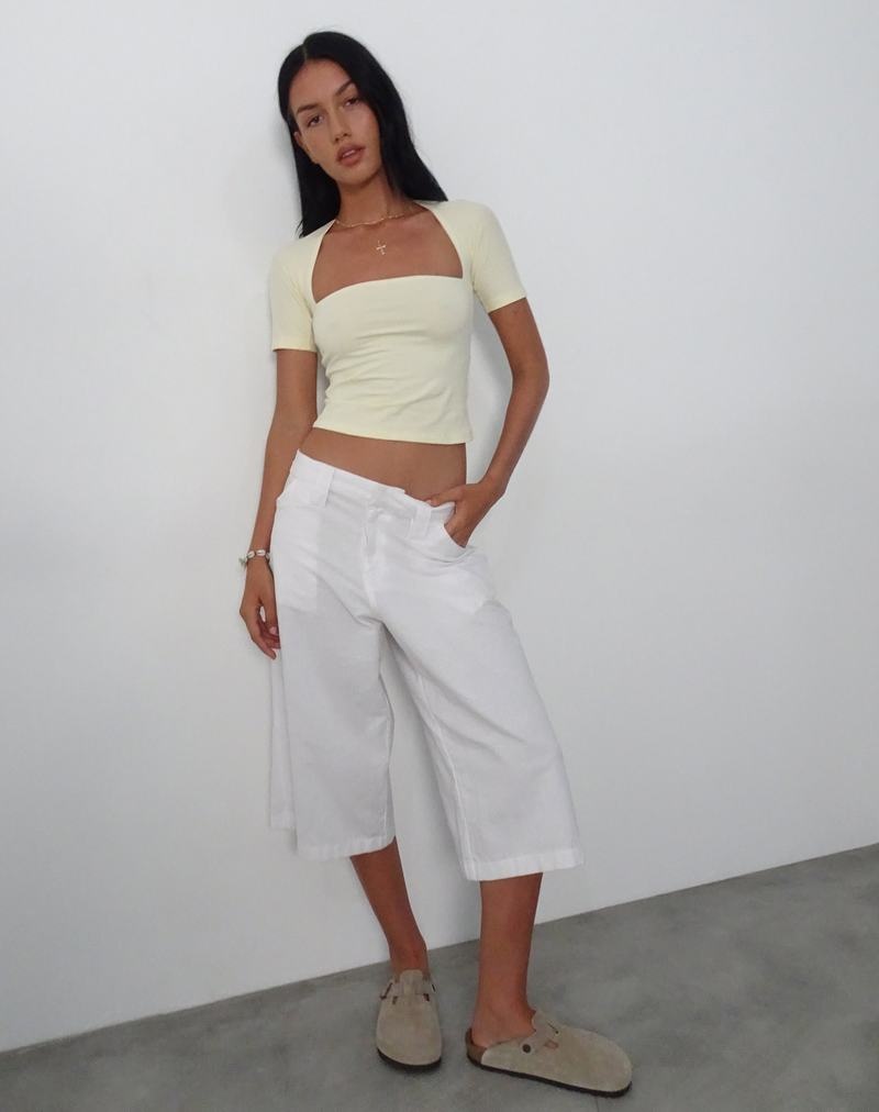 Motel Rocks Requa Women's Cropped Tops Cream White | KFT8967IP