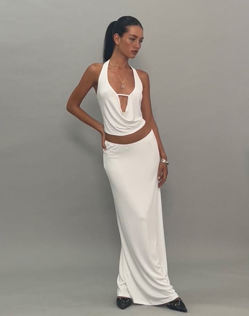 Motel Rocks Rim Jersey Maxi Women's Skirts White | KKS7298LI