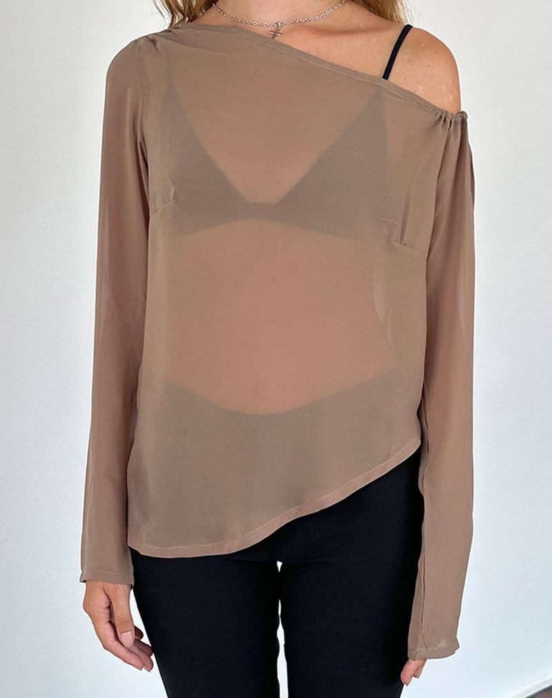 Motel Rocks Riot Women's Blouse Light Brown | YZR4489ZC