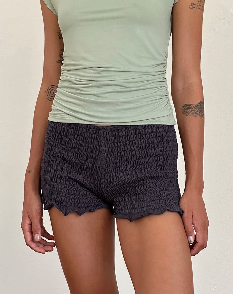 Motel Rocks Ritala Shirred Women's Shorts Green Grey | HMY6088ON