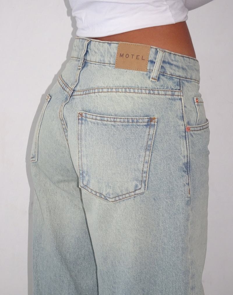 Motel Rocks Roomy Extra Wide Low Rise Women's Jeans Light Blue | OKN1069IL