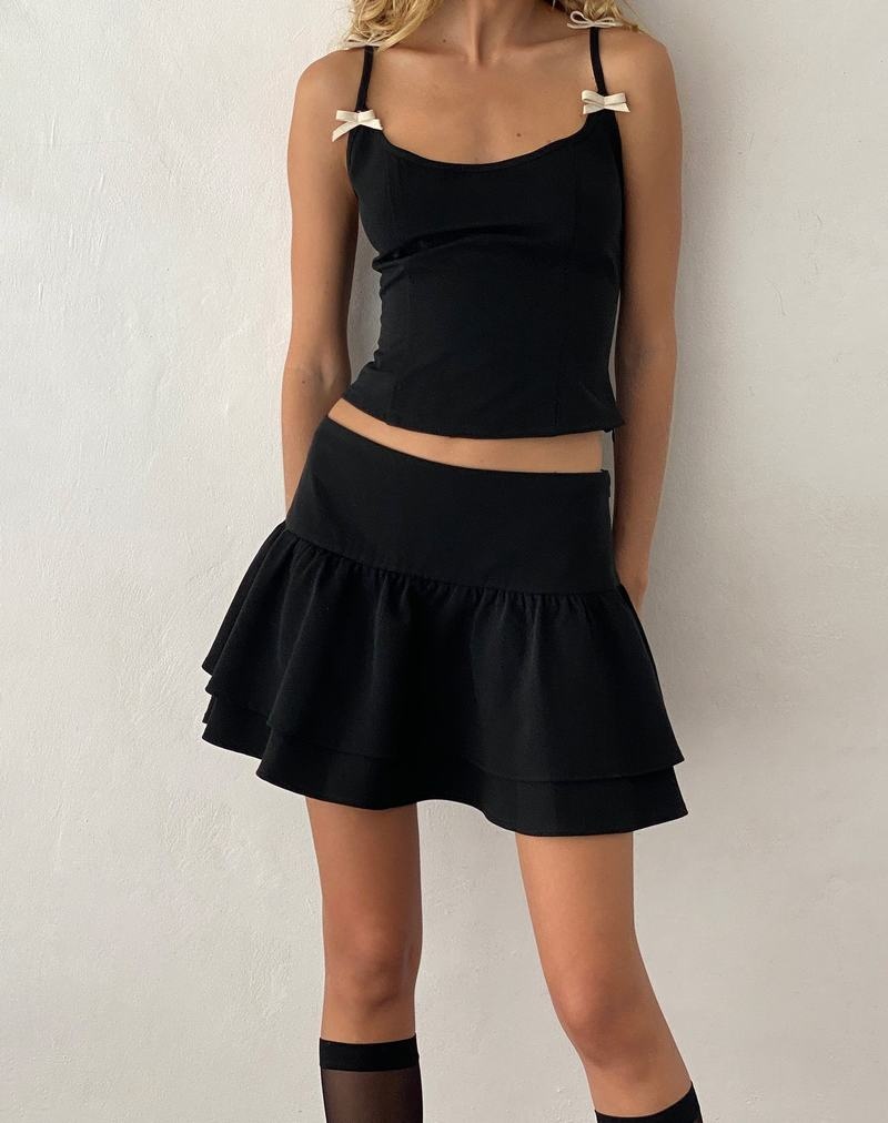 Motel Rocks Samrina Pleated Tailored Mini Women's Skirts Black | QAR3327FU