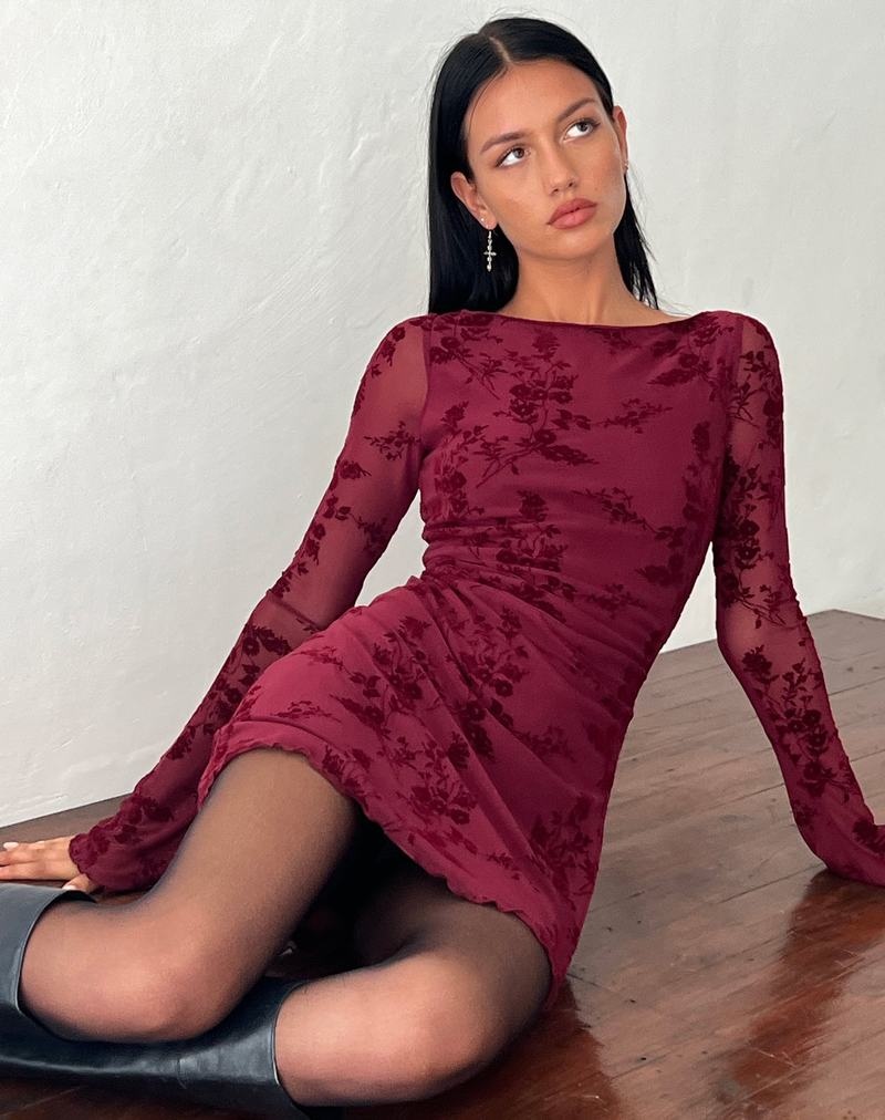 Motel Rocks Sevila Long Sleeve Women's Mini Dress Red | XAT9193XD