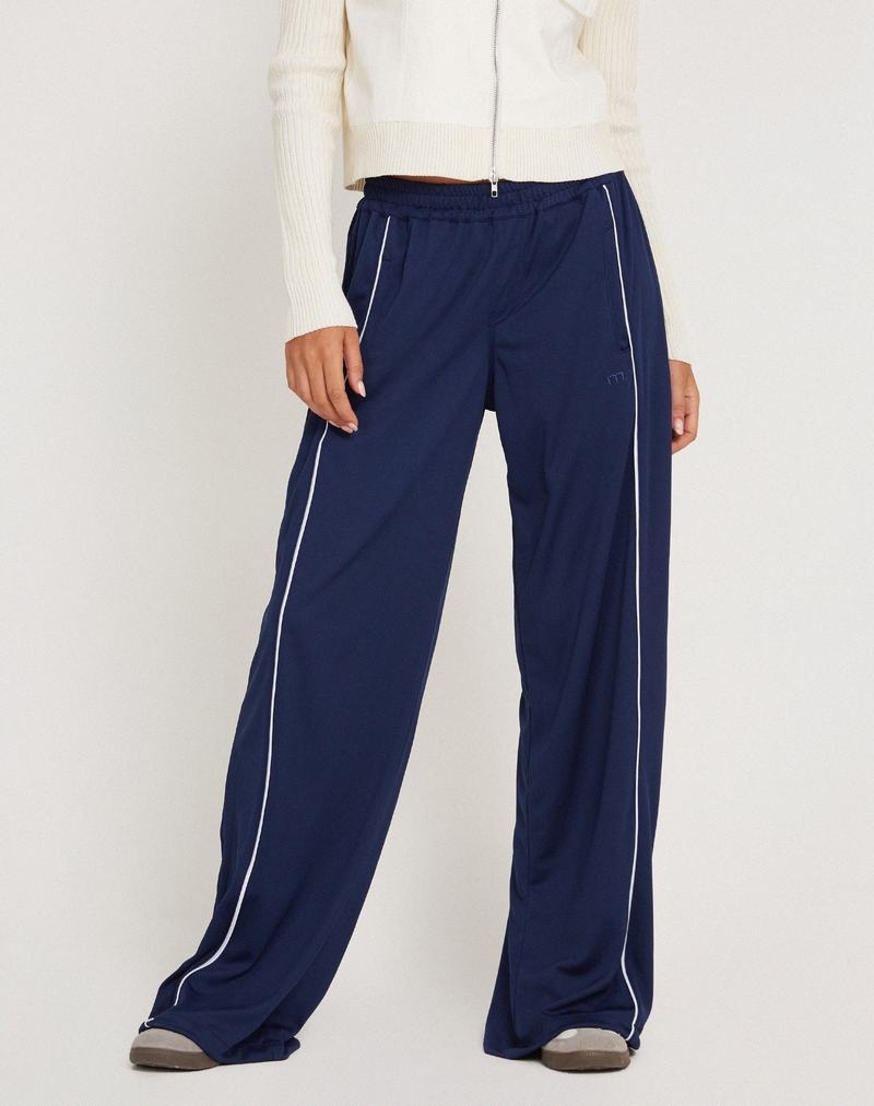 Motel Rocks Shobi Wide Leg Women's Joggers Navy | NHG8468XB