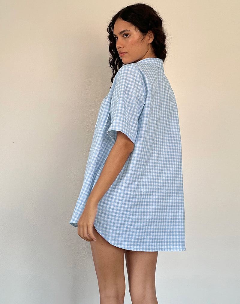 Motel Rocks Smith Oversized Women's Shirts Blue | XGX2688KB