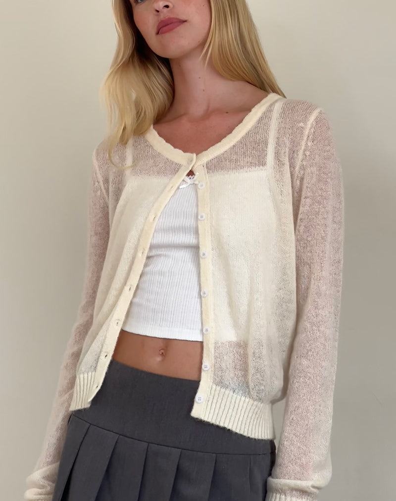 Motel Rocks Solana Light Knit Women's Cardigan White | SLU1744CF