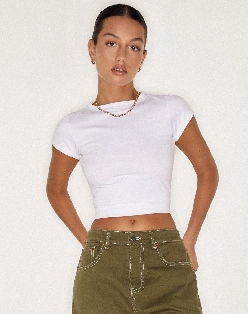 Motel Rocks Surtie Women's Cropped Tops White | YWB2967UH