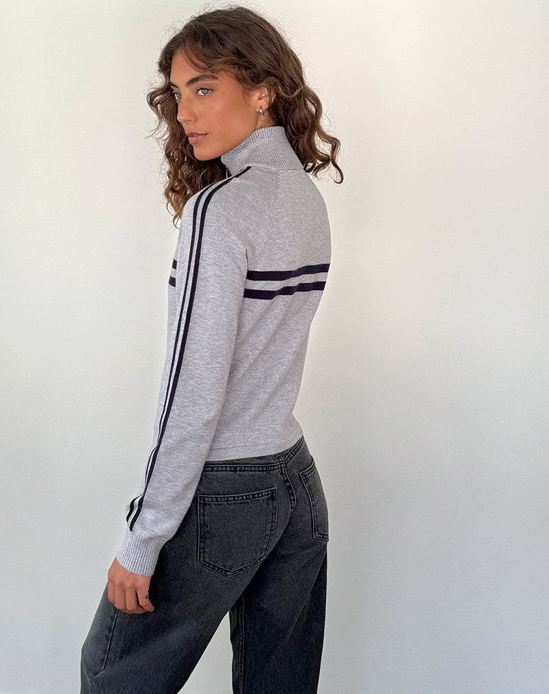 Motel Rocks Talisa Sporty Zip Through Women's Jackets Light Grey Navy | BUH4757UL