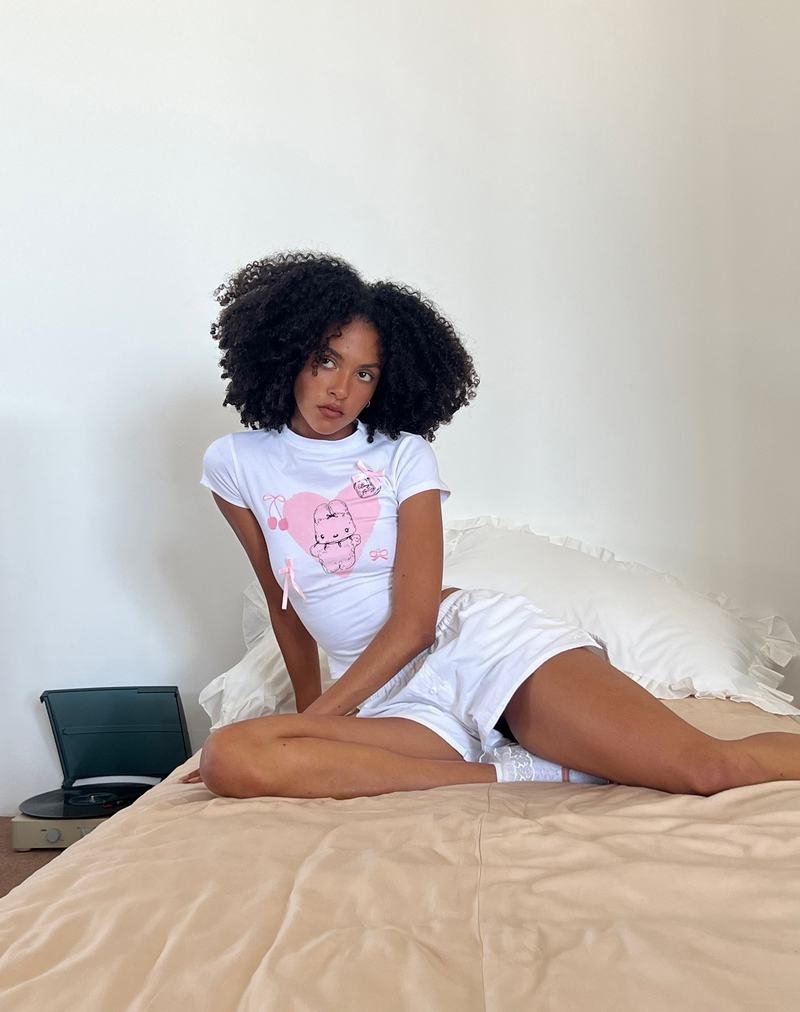 Motel Rocks Tiona Cropped Tee Women's T Shirts White | NWS5786YC