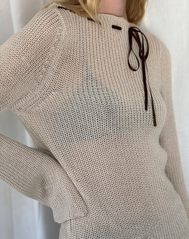 Motel Rocks Valorie Knit Women's Jumpers Beige | ZOE7856VV