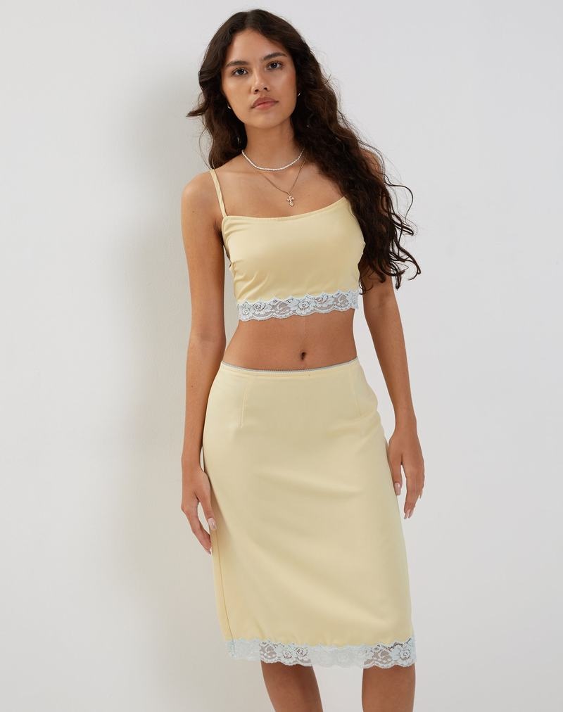 Motel Rocks Virni Cami Women's Cropped Tops Yellow | MWL6837KU