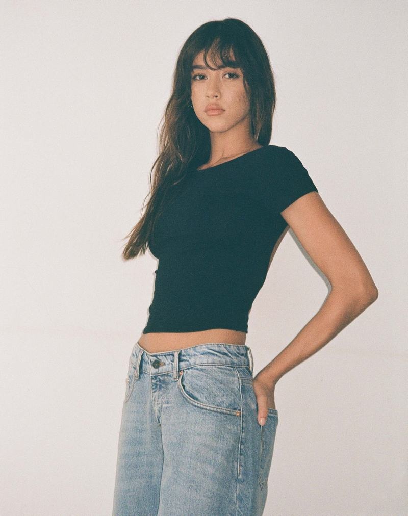 Motel Rocks Xiwang Women's Cropped Tops Black | YSN363PH