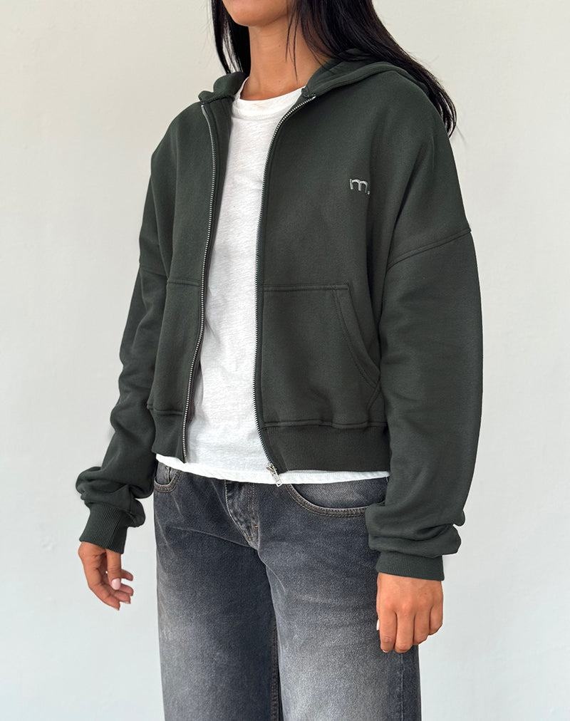 Motel Rocks Zip Through Women's Hoodie Green Light Grey | UBC996KH